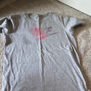Nike Heather Gray Tee with Red Graphic